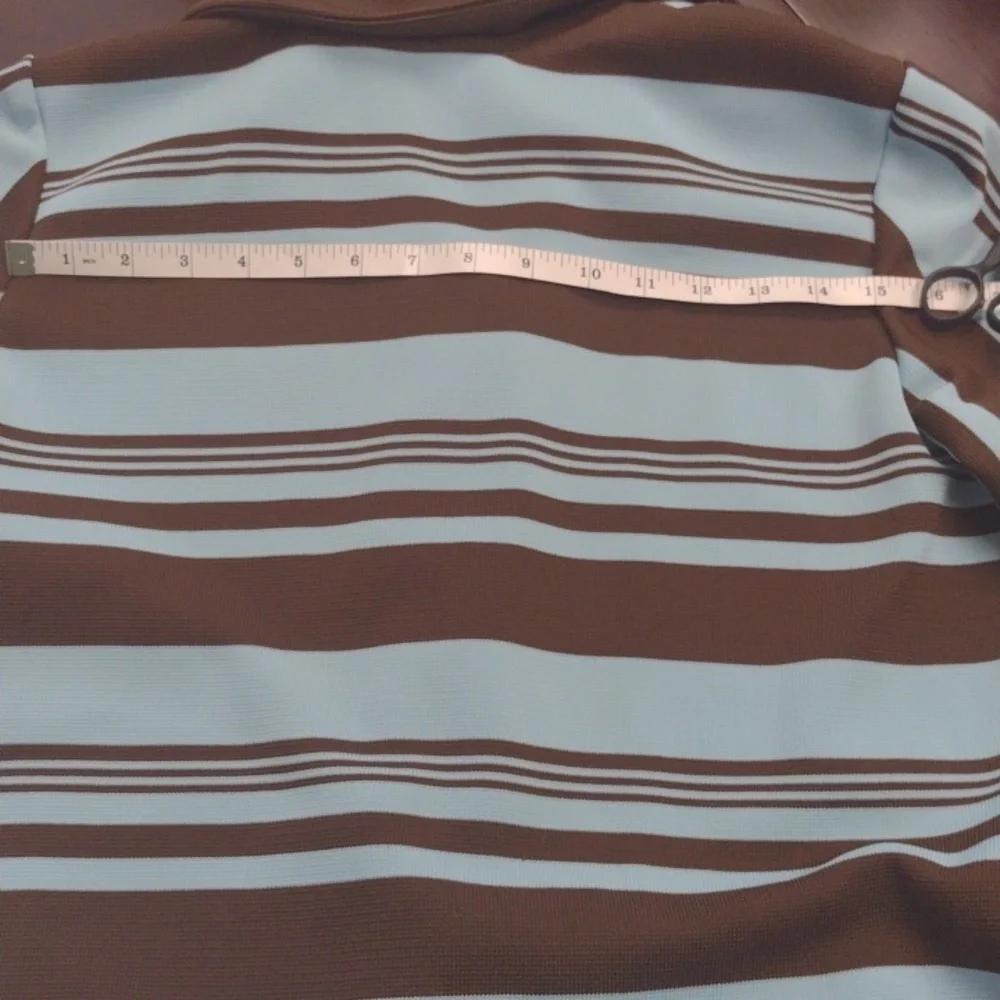 Marberni, 60's Union Made Vintage Elegant Blue/Brown Long Sleeve Dress Size 16 - Picture 15 of 16